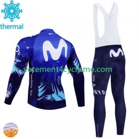 Homme Tenue Cycliste Manches Longues et Collant à Bretelles Hiver Thermal Fleece Movistar 2024